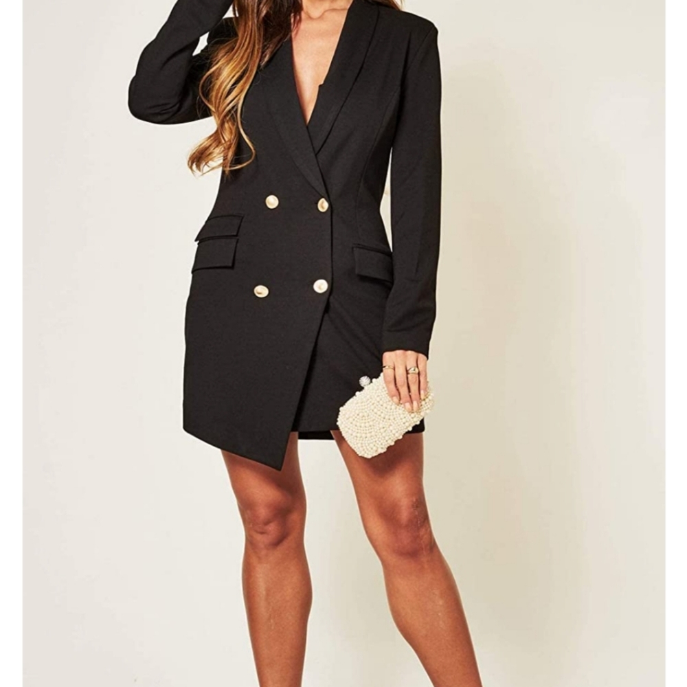 UNIQUE21 Women Luxe Stain Breasted Asymmetric Blazer Dress/ Size 12  NWT